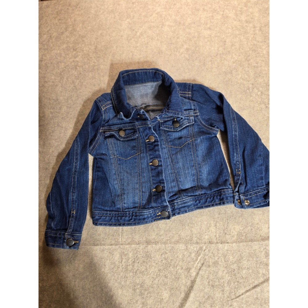 Old Navy Toddler Boys Denim Trucker Jacket Medium Wash Blue 3T Long Sleeve Jean - Picture 1 of 5